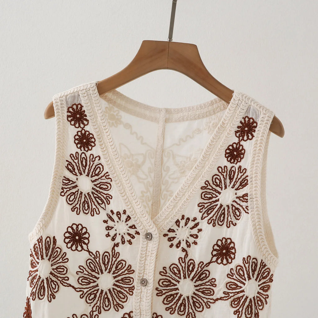 Gilet Brodé Sans Manches