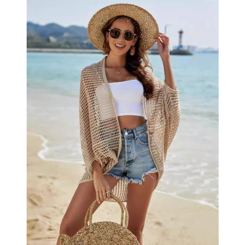 Cardigan Long en Maille Ajourée