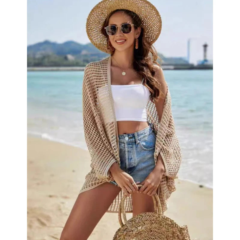 Cardigan Long en Maille Ajourée