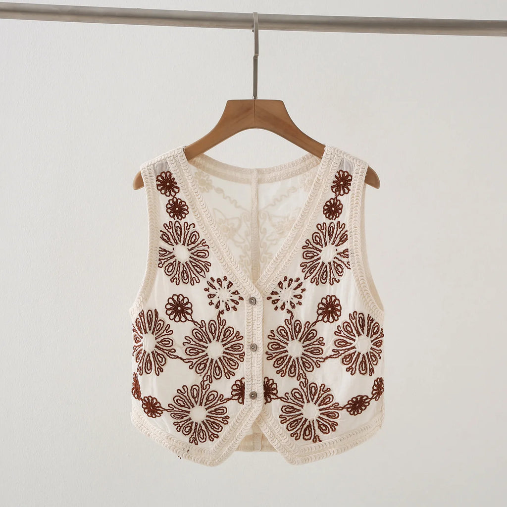 Gilet Brodé Sans Manches