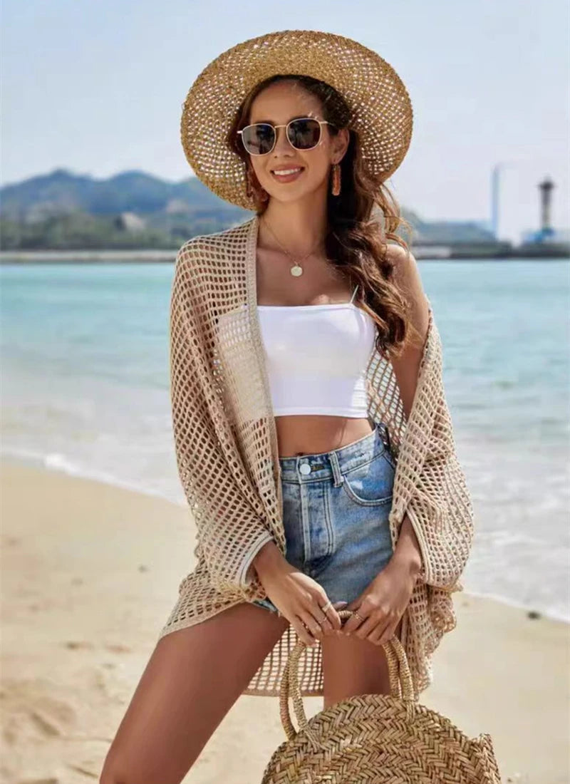 Cardigan Long en Maille Ajourée