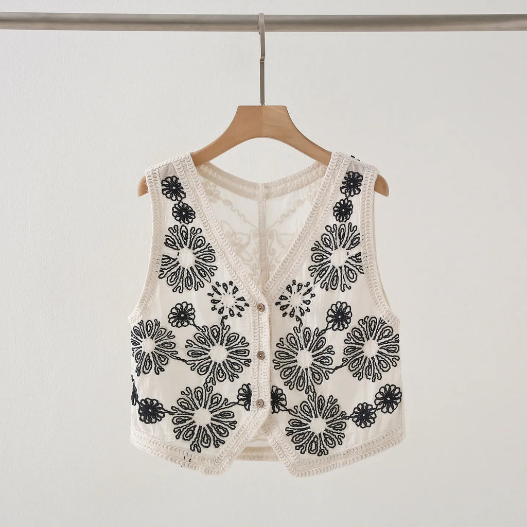 Gilet Brodé Sans Manches