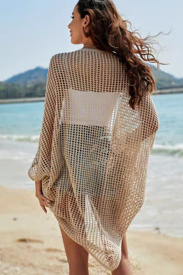 Cardigan Long en Maille Ajourée
